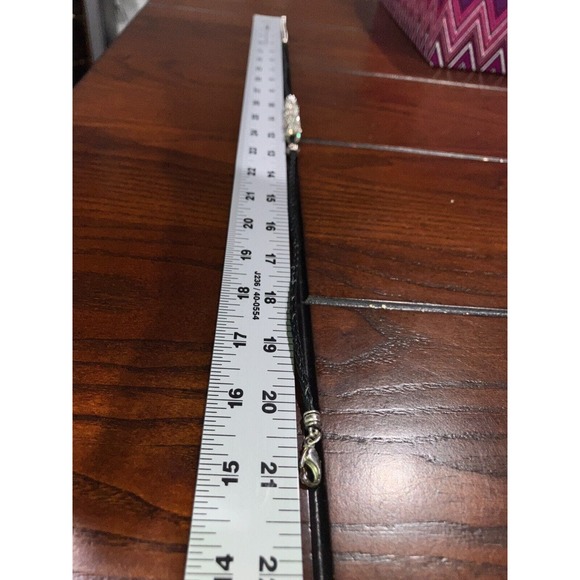 Rhinestone Encrusted Silver-Tone Beads on Braided Black Leather 21" Necklace! - Picture 6 of 6